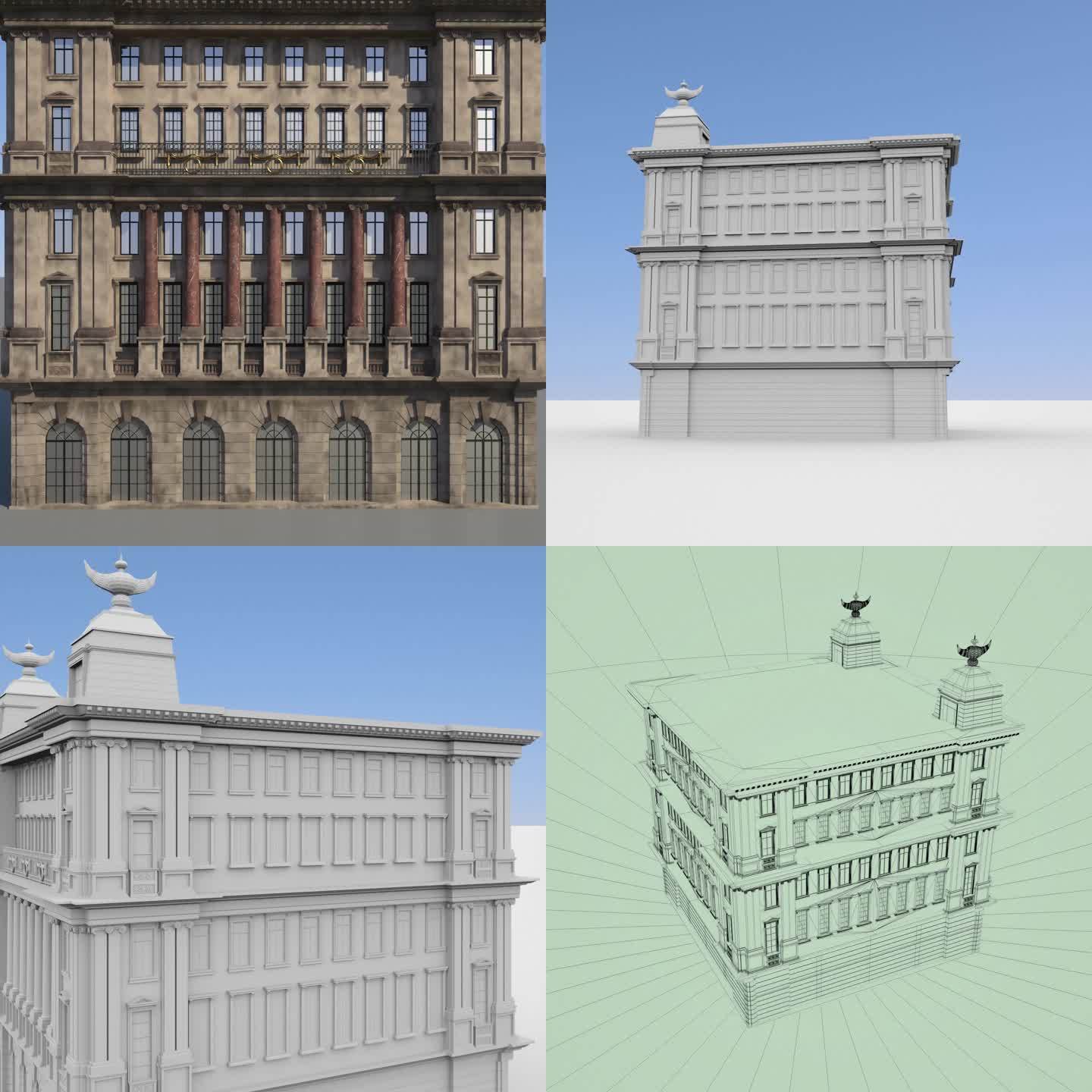 高精度欧式古典建筑三维模型