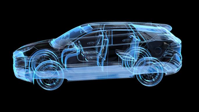 科技全息比亚迪SUV汽车透明通道素材