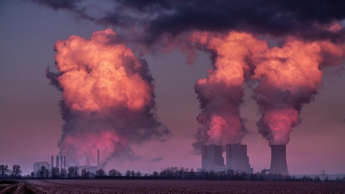 空气污染-发电厂环境粉尘水蒸气