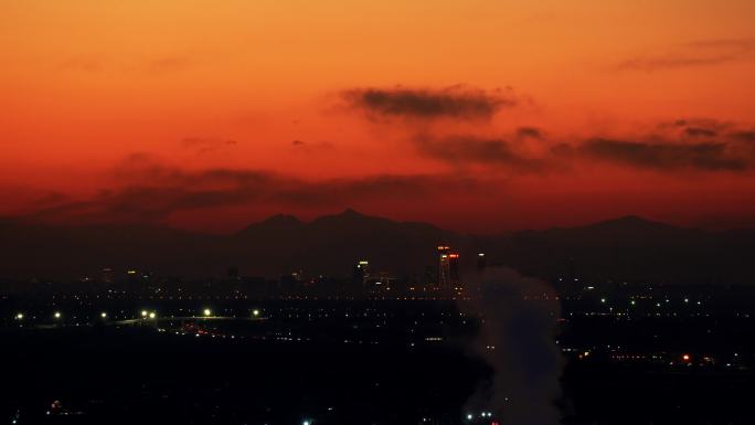 夕阳西下日落黄昏飞机飞过浪漫治愈场景4k