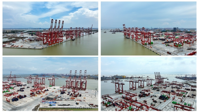 4K航拍广州南沙港智能码头