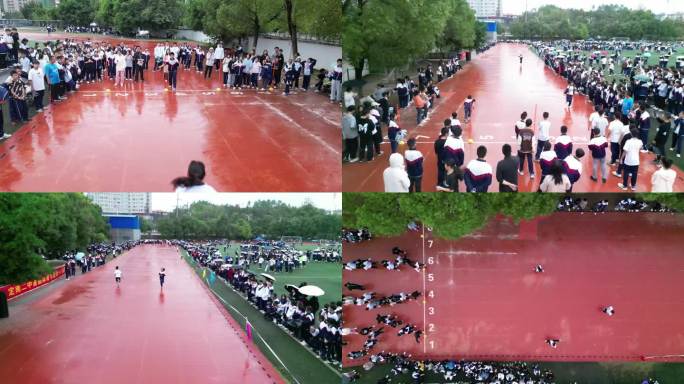 校运会雨中奔跑接力