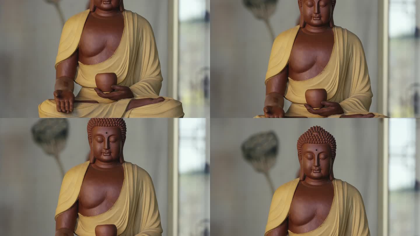 【4k】紫砂 佛像 佛教 信仰  工艺品