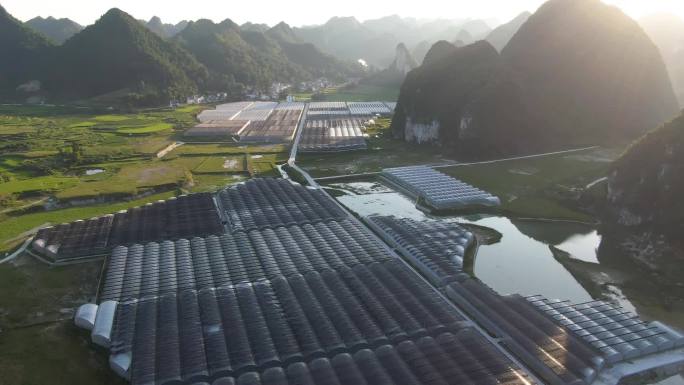 贵州乡村现代农业蔬菜大棚外景