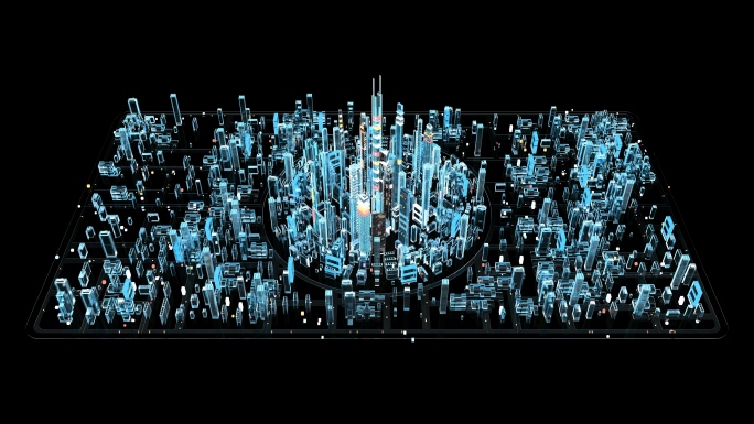 4K智慧玻璃城市生长视频02-透明通道