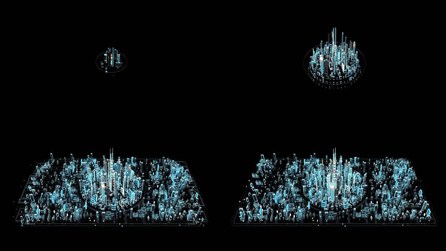 4K智慧玻璃城市生长视频02-透明通道