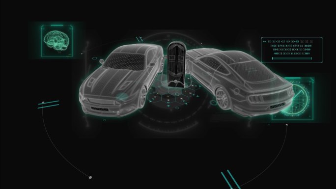 HUD科技界面新能源汽车充电展示素材
