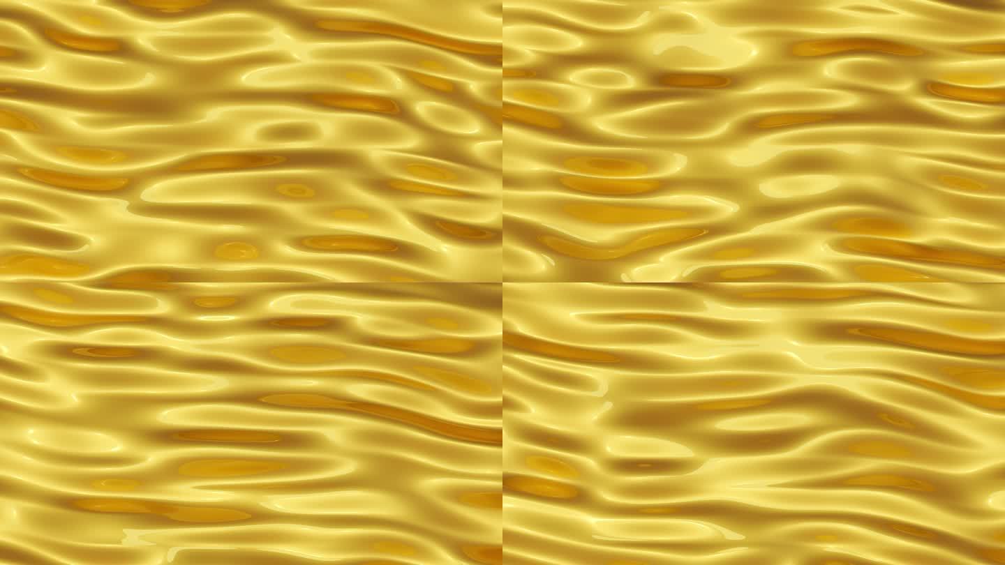 4K金色液体流动波浪黄金液体背景