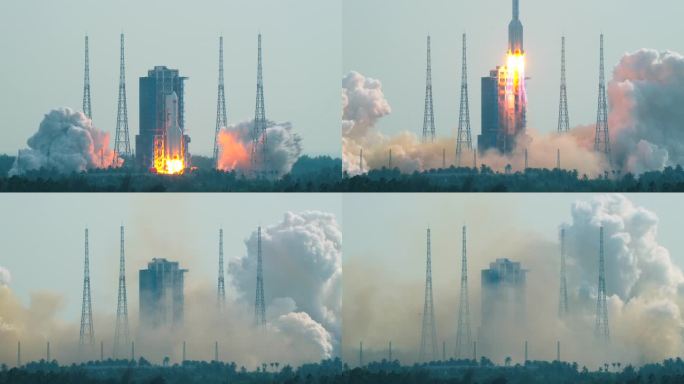 中国空间站天和核心火箭发射4k5倍慢动作