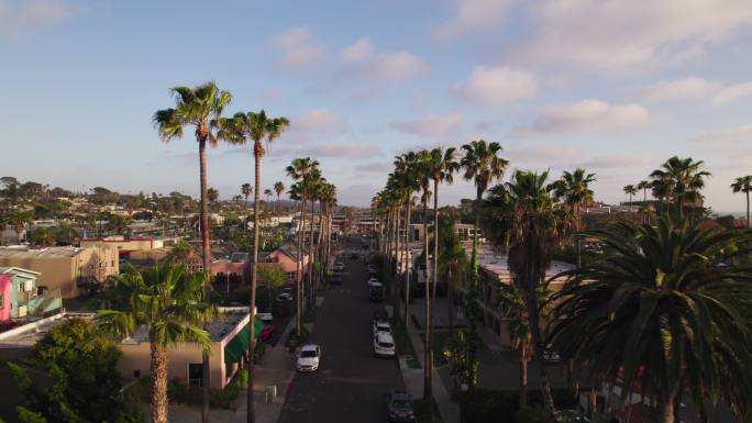 索拉纳海滩棕榈航拍鸟瞰旅游宣传街道
