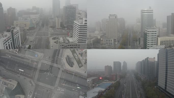 大雾天气疫情下的城市状态