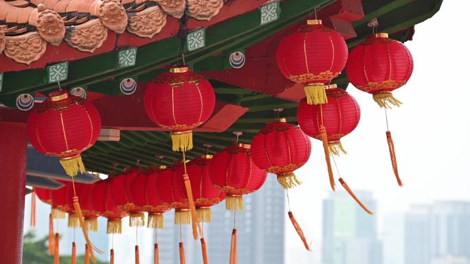 五颜六色的中国新年红灯笼