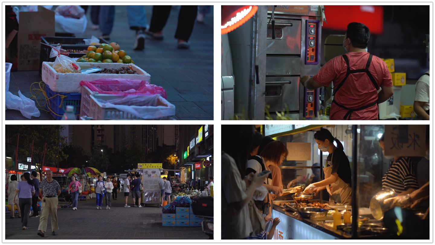路边菜市场小吃街人流
