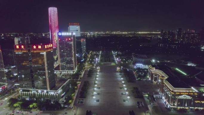 航拍福建厦门杏林湾营运长相夜景素材