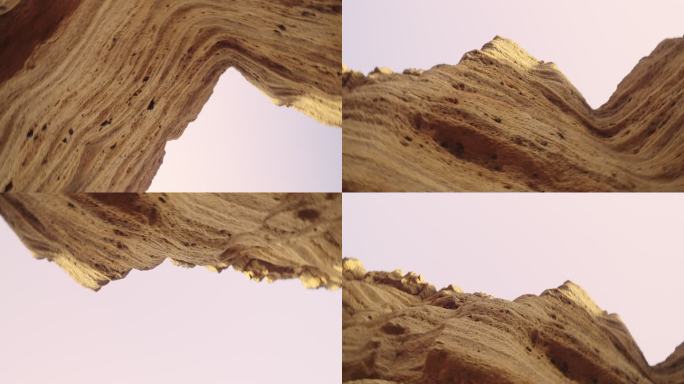 干燥的红色海岸线。特内里费岛阿马拉海滩岩石走廊里的摄像机旋转