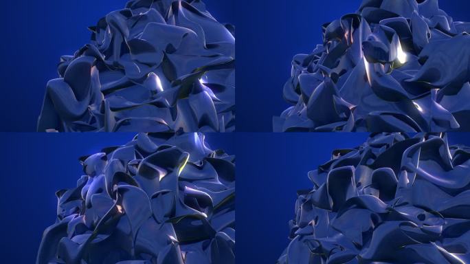 蓝色玻璃球变形。抽象动画，三维渲染。库存视频 美国，白俄罗斯，三维，抽象，球体，蓝色