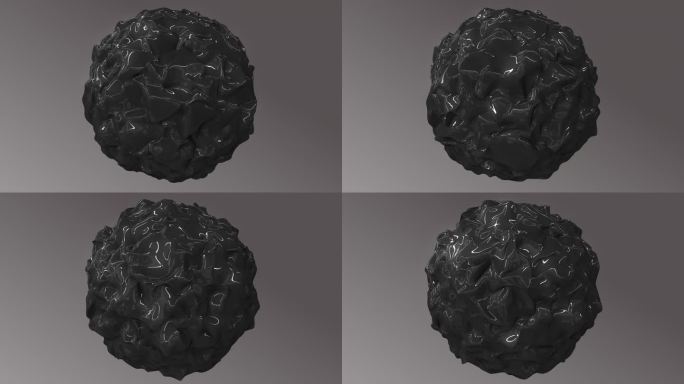 黑白玻璃球变形。抽象动画，三维渲染。库存视频 美国，白俄罗斯，三维，抽象，球体，黑白色