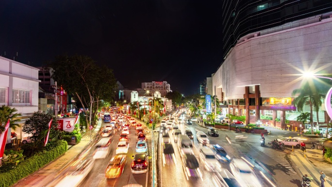 泗水爪哇印度尼西亚时间推移显示繁忙街道