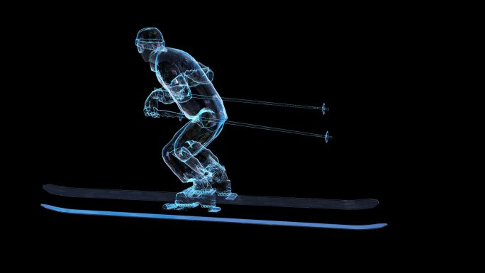 科技全息滑雪运动员透明通道素材