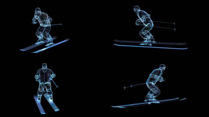 科技全息滑雪运动员透明通道素材