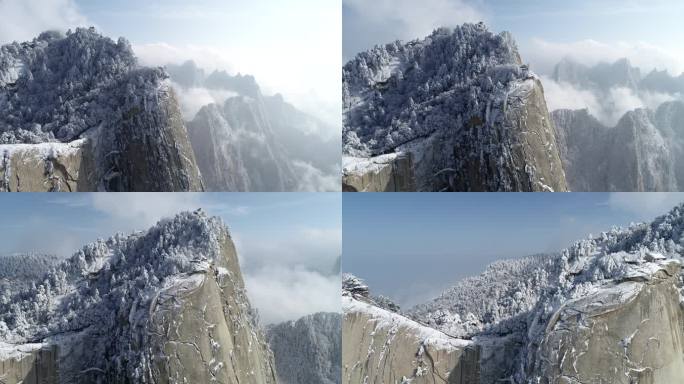 华山莲花峰雪景4K