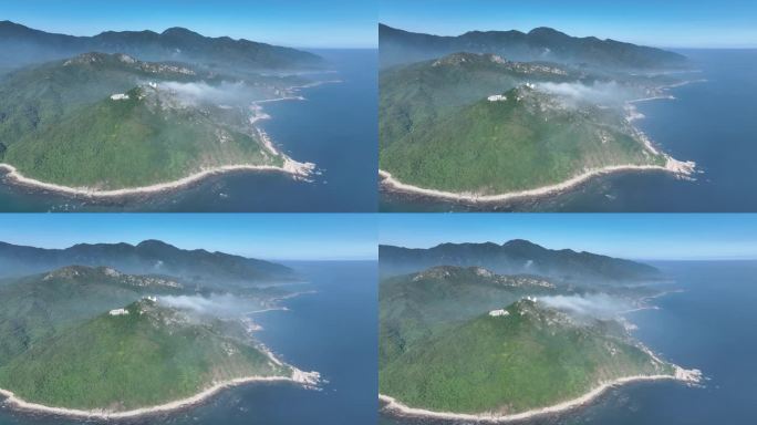 航拍深圳东西涌天文台海岸线云海景观4K