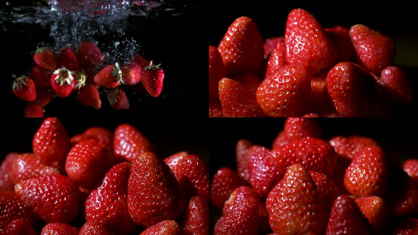 4K草莓下水特写
