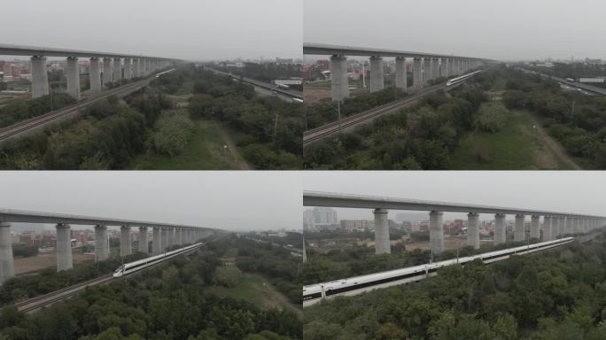 在雾霾中行驶的高速列车