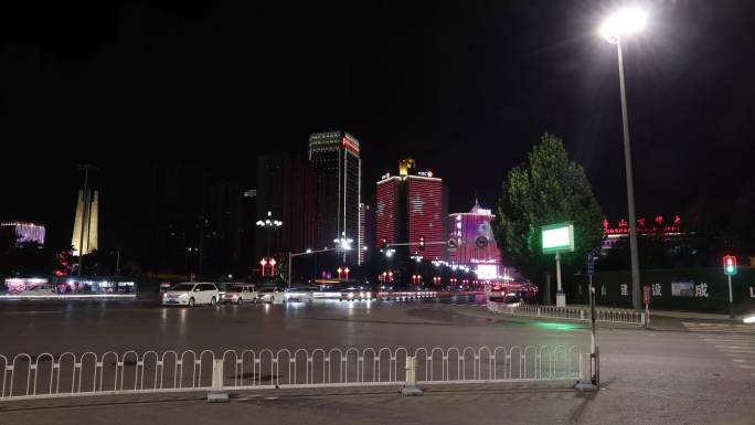 唐山百货大楼纪念碑广场夜景延迟摄影
