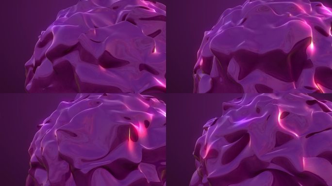 紫色玻璃球变形。抽象动画，三维渲染。库存视频 美国，白俄罗斯，三维，抽象，球体，紫色