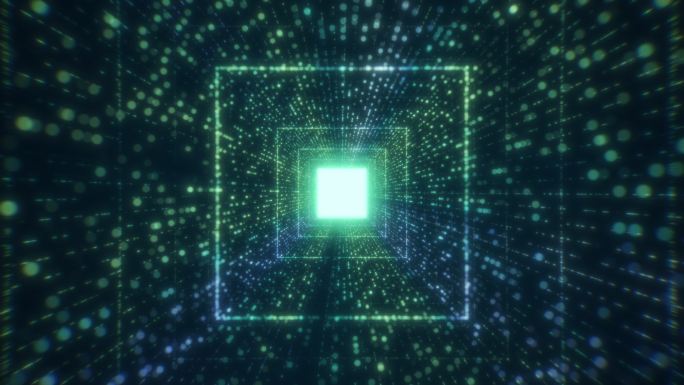 飞越新兴数字结构-绿色、可循环-数据网络、虚拟现实、量子计算股票视频