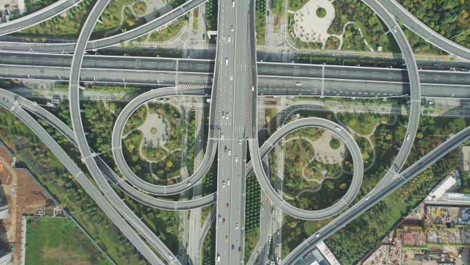 西安城市立交桥无人机航拍高清视频