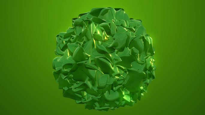 绿色玻璃球变形。抽象动画，三维渲染。库存视频 美国，白俄罗斯，三维，抽象，球体，绿色