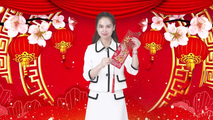 主持人美女迎新年祝福吉祥