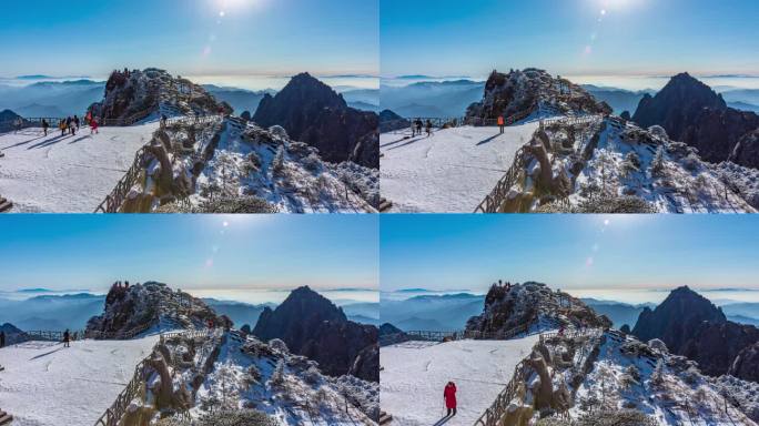 黄山光明顶冬季雪景延时