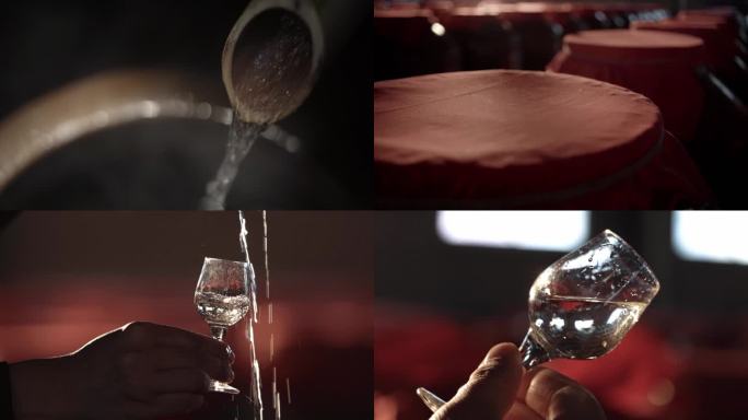 白酒古法工艺竹筒出酒摘酒瓷碗接酒窖藏存酒