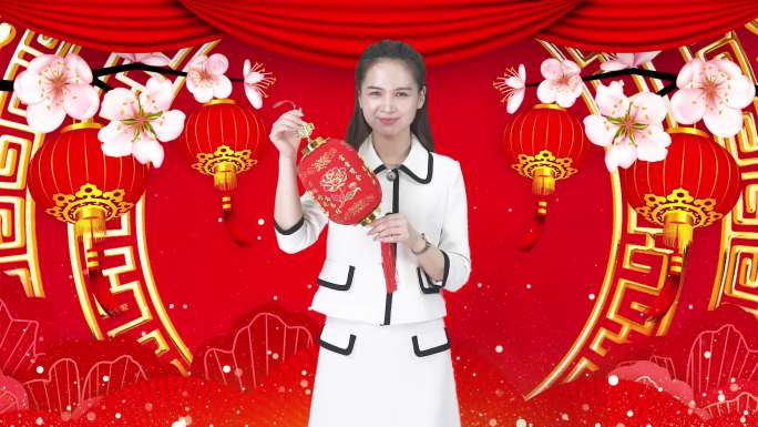 主持人美女迎新年祝福吉祥