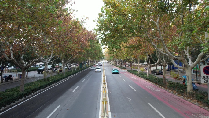 秋天的山西运城市盐湖区市区风景