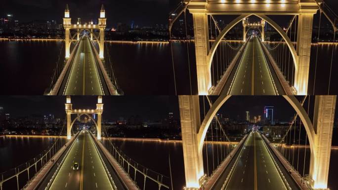 大湾区珠海白石桥车流夜景航拍4K