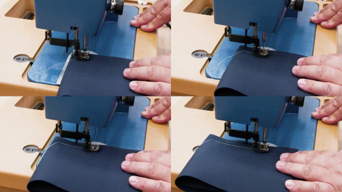 复古缝纫机在波斯尼亚工厂缝制产品包装库存视频