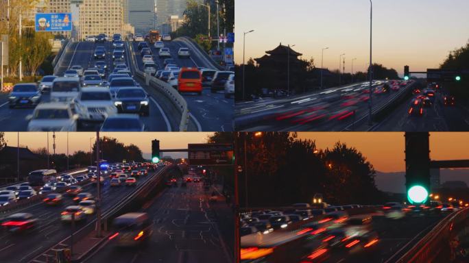 车流北京二环路雍和宫桥