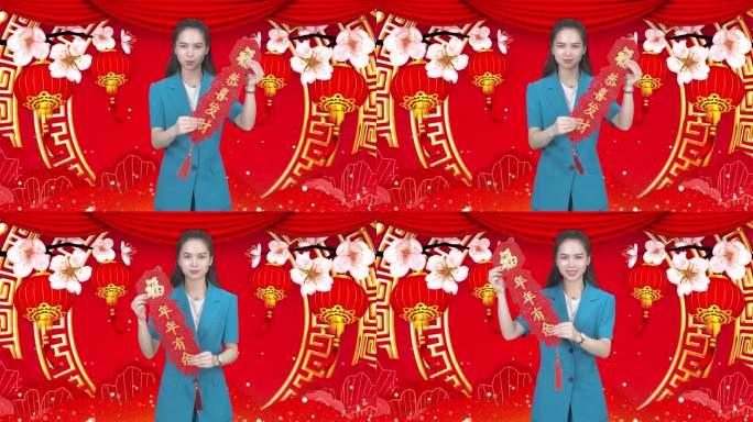 主持人美女迎新年祝福吉祥