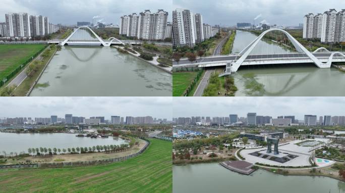 航拍淮安运河桥