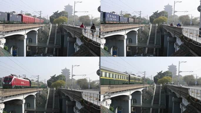 长江大桥火车经过