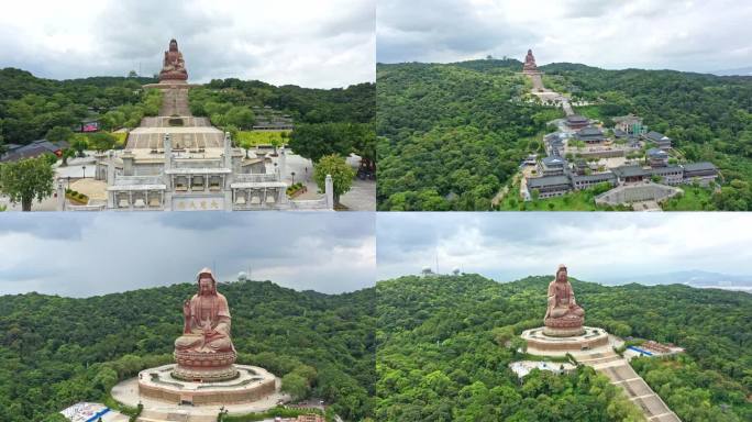 佛山西樵山南海观音像航拍