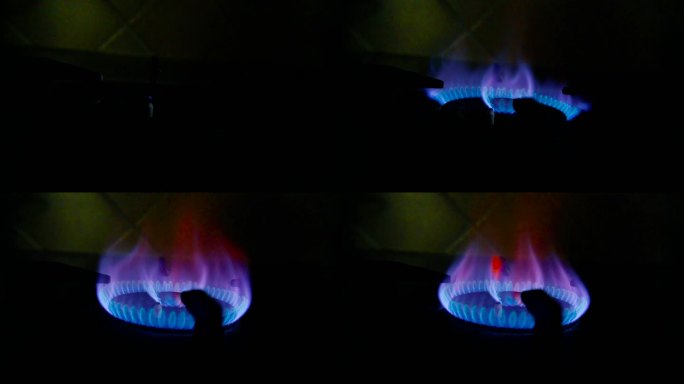 燃气灶，燃气，蓝色火焰，点火