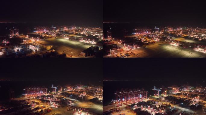 广州港夜景大湾区夜晚港口码头