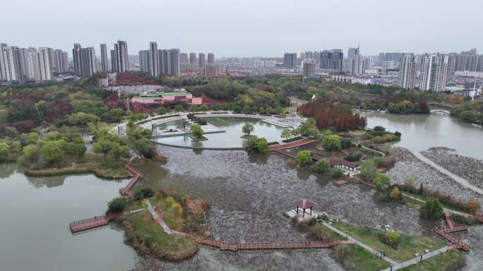 航拍淮安市钵池山公园