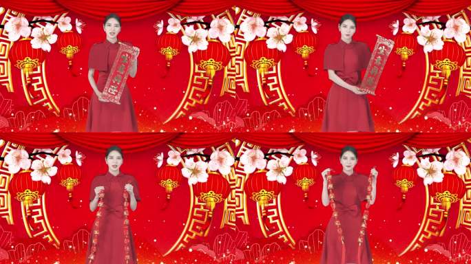 主持人美女迎新年祝福吉祥