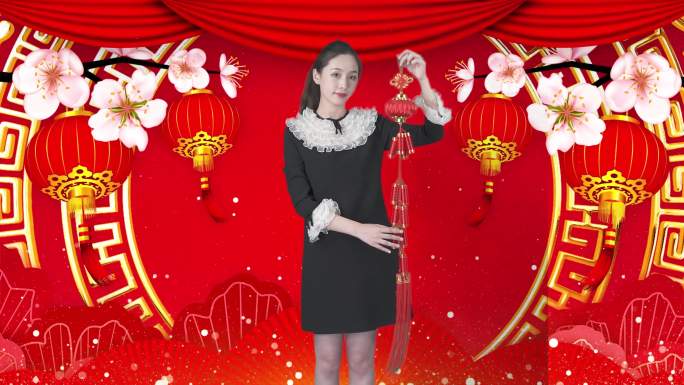 主持人美女迎新年祝福吉祥